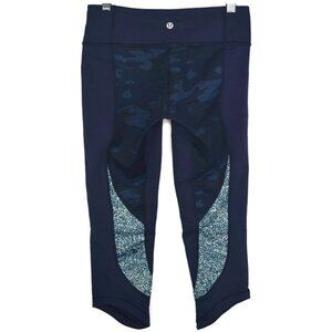 lululemon Wunder Under Crop Size 4 in Inkwell, Lotus Camo & Pebble Print Parfait